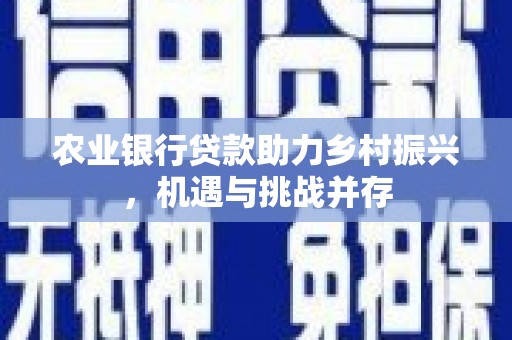阿荣旗农业银行贷款助力乡村振兴，机遇与挑战并存